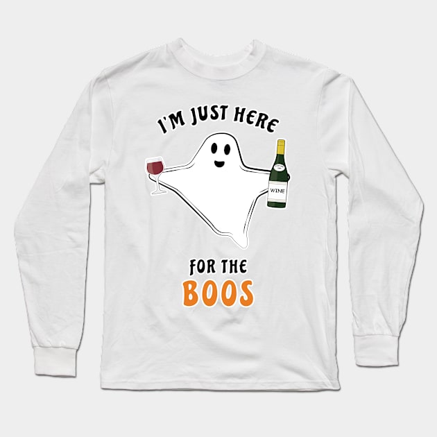 I'm Just Here For The Boos - Funny Halloween Ghost Long Sleeve T-Shirt by DesignWood Atelier